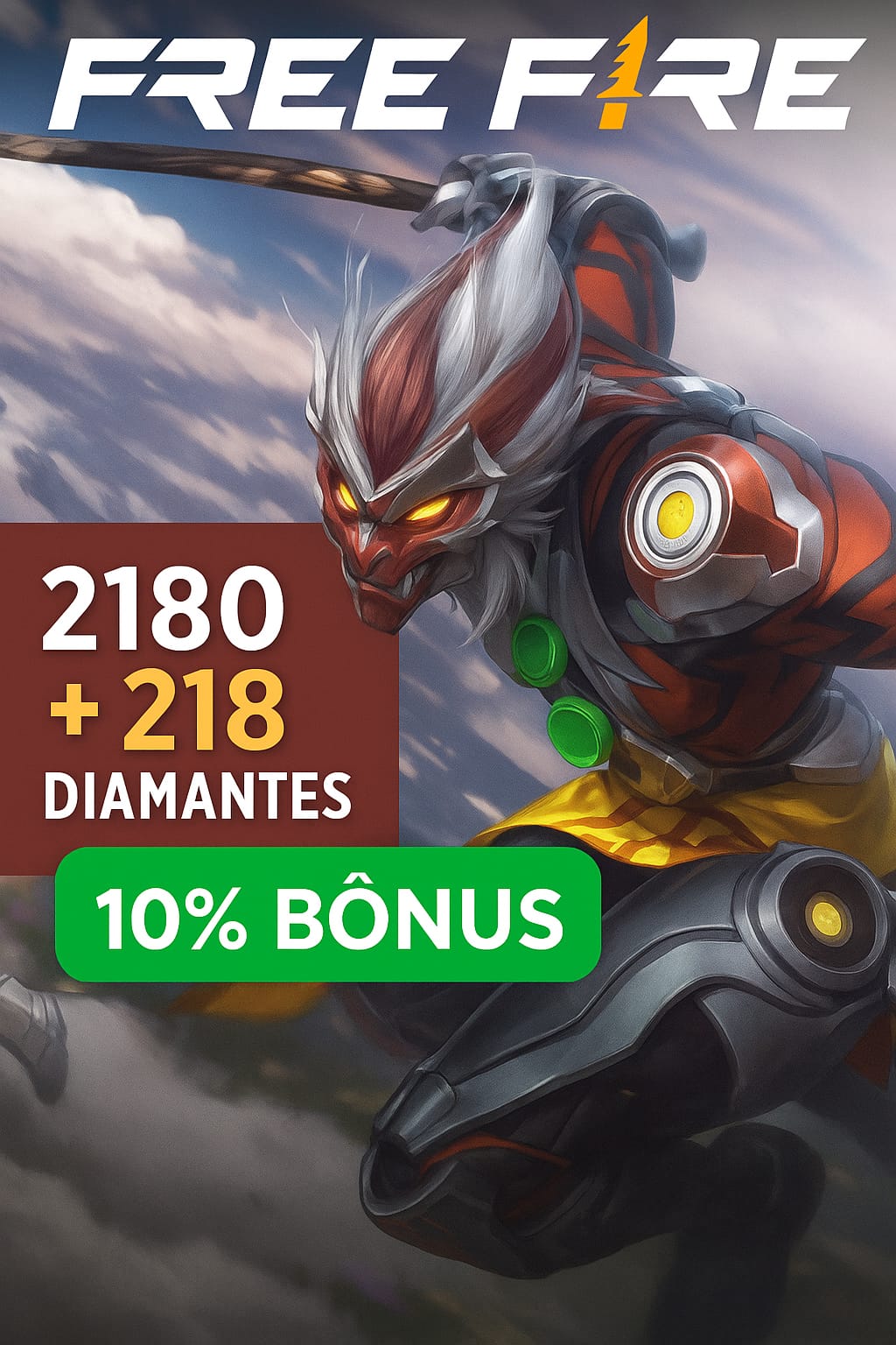 2180 Diamantes + Bônus 10%